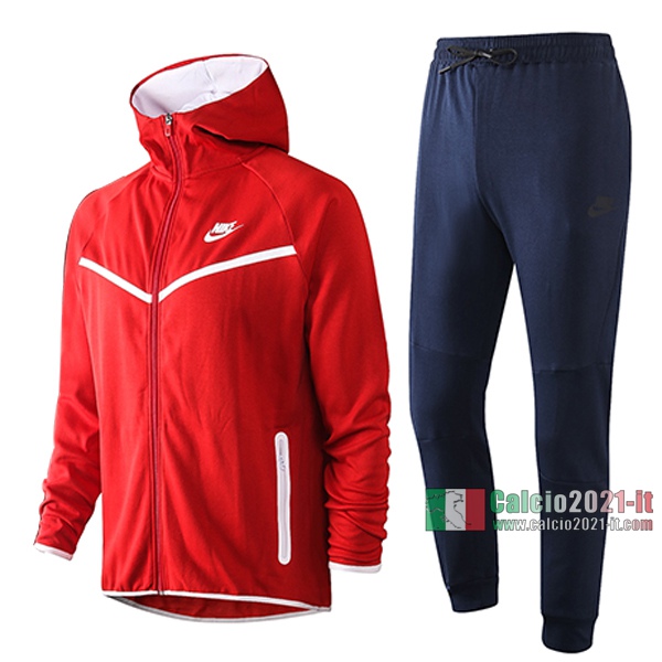 Calcio2021-It: Giacca Allenamento Nike Cappuccio Full-Zip Rossa F269 2020 2021
