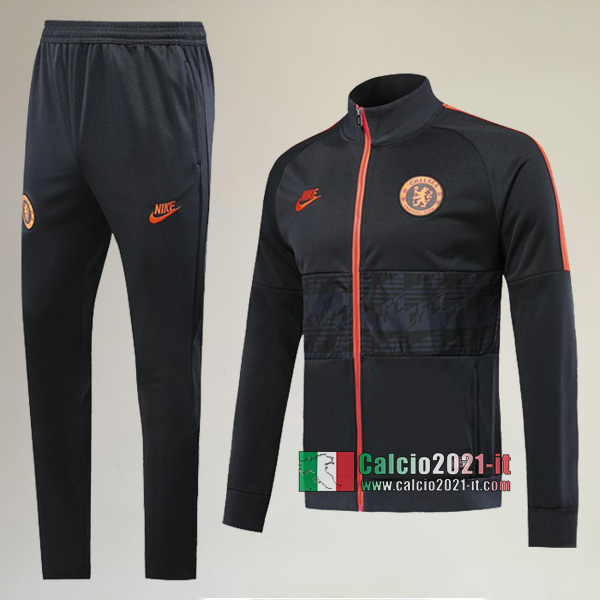 A++ Qualità: Full-Zip Giacca Nuova Del Tuta Chelsea FC + Pantaloni Nera 2019-2020