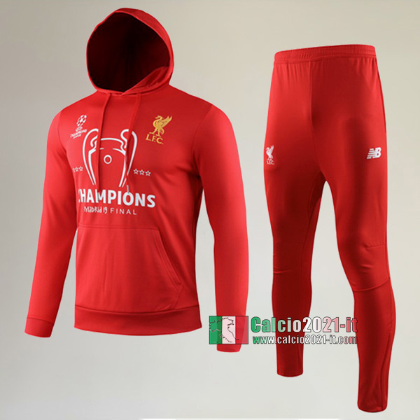 A++ Qualità: Full-Zip Giacca Cappuccio Hoodie Nuova Del Tuta Del FC Liverpool + Pantaloni Rossa 2019 2020