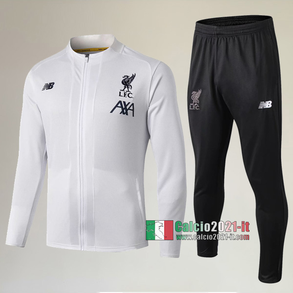 A++ Qualità: Full-Zip Giacca Nuova Del Tuta FC Liverpool + Pantaloni Bianca 2019 2020