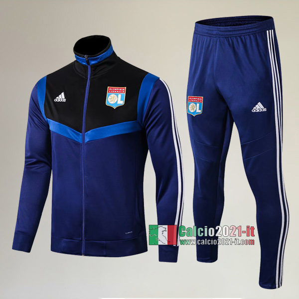 AAA Qualità: Full-Zip Giacca Nuove Del Tuta Olympique Lione (OL) + Pantaloni Azzurra/Nera 2019 2020