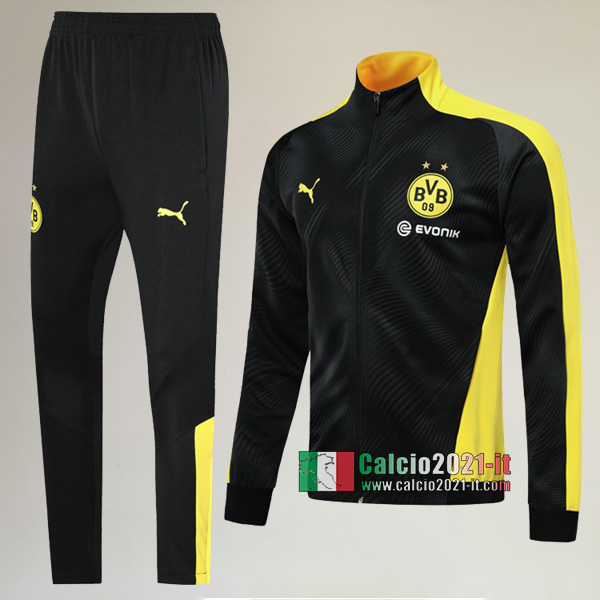 A++ Qualità: Full-Zip Giacca Nuova Del Tuta Del Borussia Dortmund + Pantaloni Nera/Gialla 2019 2020