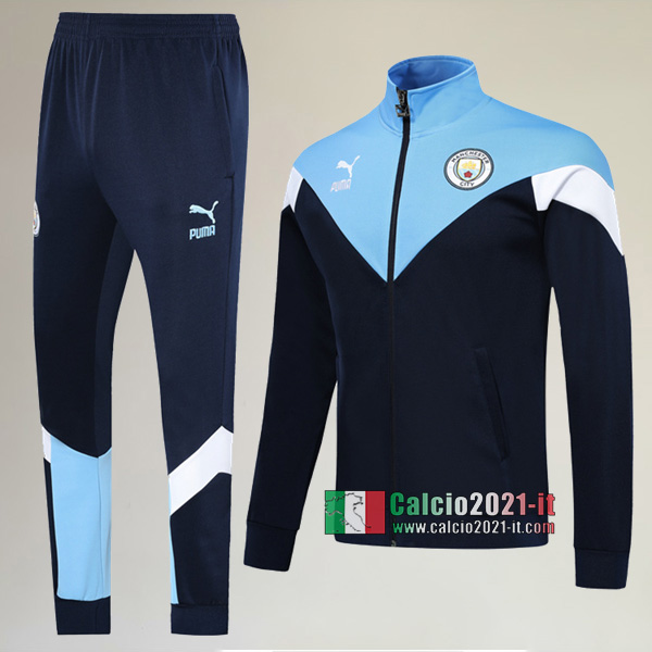 AAA Qualità: Full-Zip Giacca Nuove Del Tuta Manchester City + Pantaloni Nera/Azzurra 2019/2020