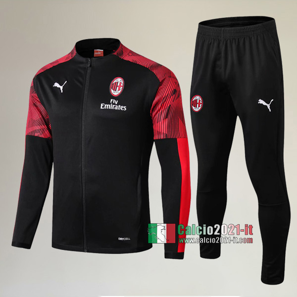AAA Qualità: Full-Zip Giacca Nuove Del Tuta AC Milan + Pantaloni Nera/Rossa 2019 2020