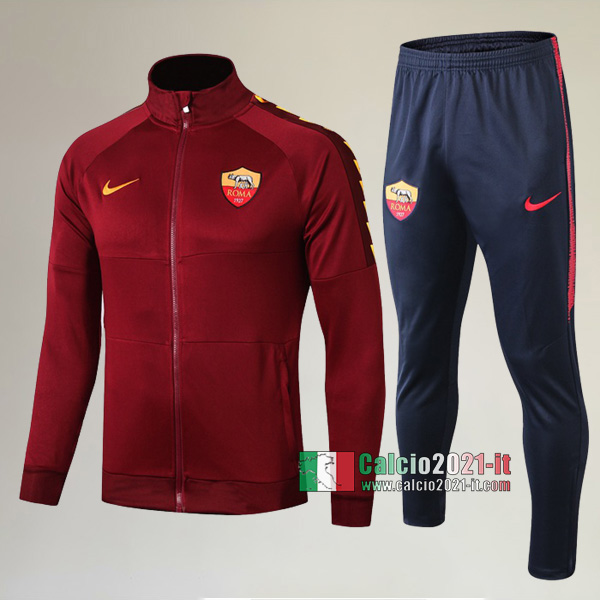 A++ Qualità: Full-Zip Giacca Nuova Del Tuta AS Roma + Pantaloni Marrone 2019-2020