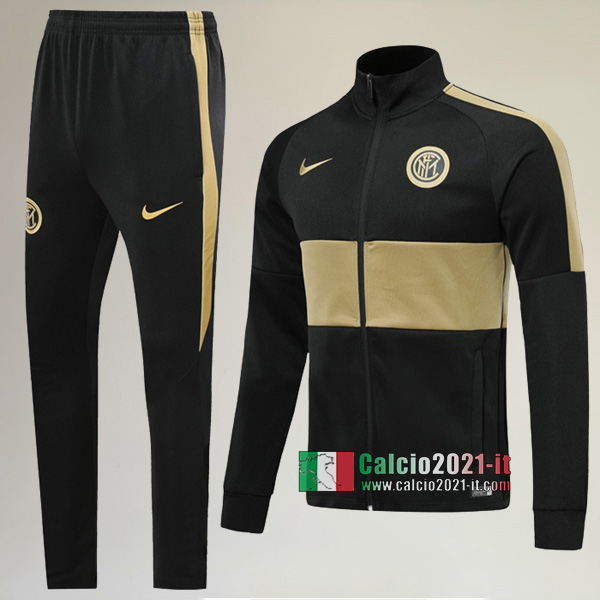 AAA Qualità: Full-Zip Giacca Nuove Del Tuta Inter Milan + Pantaloni Nera/Gialla 2019/2020