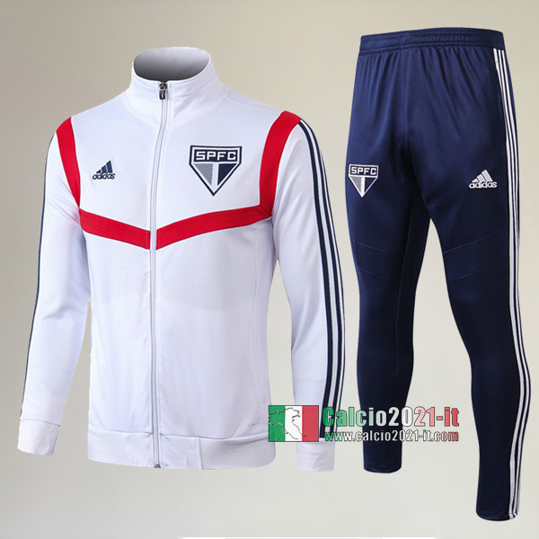 AAA Qualità: Full-Zip Giacca Nuove Del Tuta Sao Paulo FC + Pantaloni Bianca 2019/2020