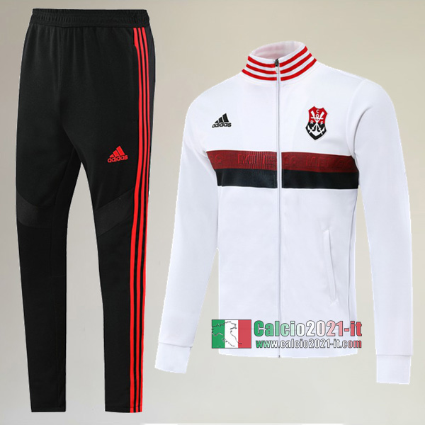 A++ Qualità: Full-Zip Giacca Nuova Del Tuta Flamengo + Pantaloni Bianca 2019-2020