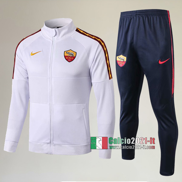 AAA Qualità: Full-Zip Giacca Nuove Del Tuta Da AS Roma + Pantaloni Bianca 2019/2020