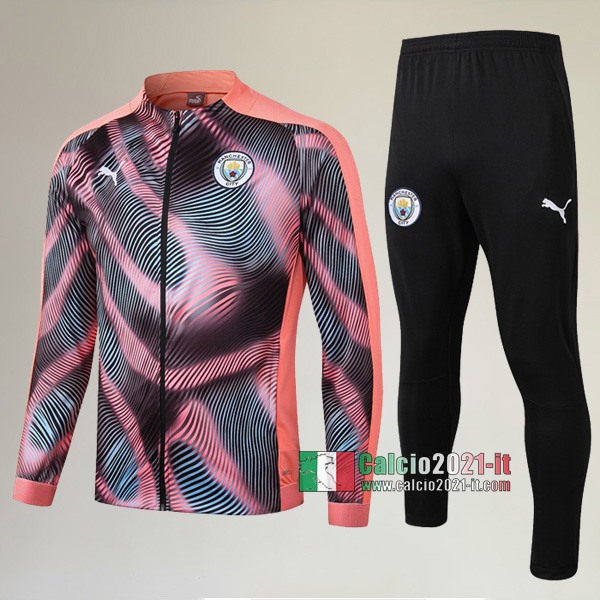 A++ Qualità: Full-Zip Giacca Nuova Del Tuta Del Manchester City + Pantaloni Rosa/Nera 2019 2020