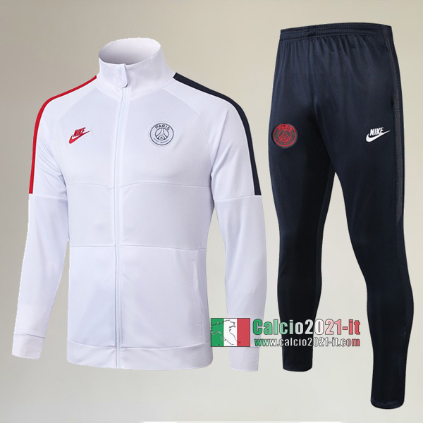 AAA Qualità: Full-Zip Giacca Nuove Del Tuta Da PSG Paris Saint Germain + Pantaloni Bianca/Nera/Rossa 2019/2020