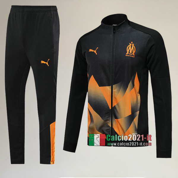AAA Qualità: Full-Zip Giacca Nuove Del Tuta Olympique Marsiglia (OM) + Pantaloni Nera/Gialla 2019/2020