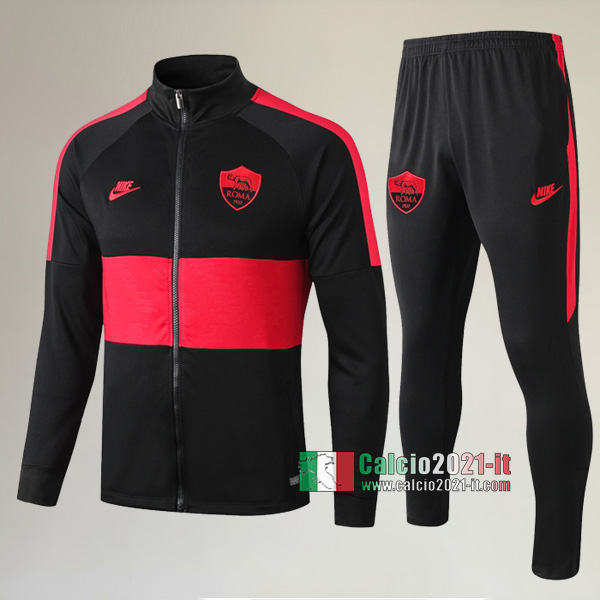 A++ Qualità: Full-Zip Giacca Nuova Del Tuta AS Roma + Pantaloni Nera/Rossa 2019/2020