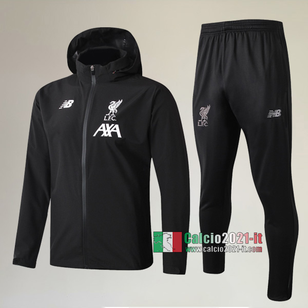 AAA Qualità: Full-Zip Giacca Antivento Nuove Del Tuta FC Liverpool + Pantaloni Nera 2019/2020