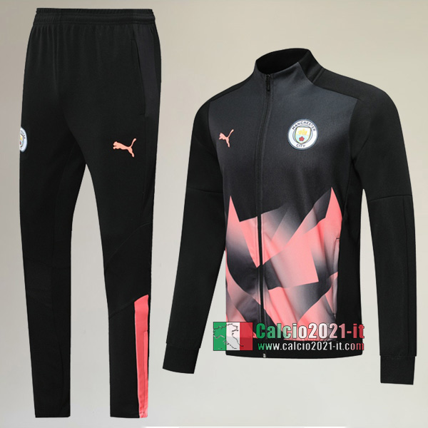 A++ Qualità: Full-Zip Giacca Nuova Del Tuta Del Manchester City + Pantaloni Nera/Rosa 2019-2020