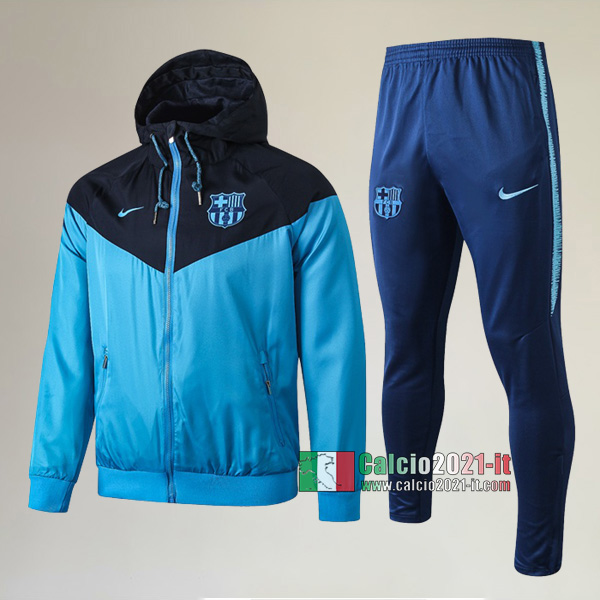 AAA Qualità: Full-Zip Giacca Antivento Nuove Del Tuta FC Barcellona + Pantaloni Azzurro 2019 2020