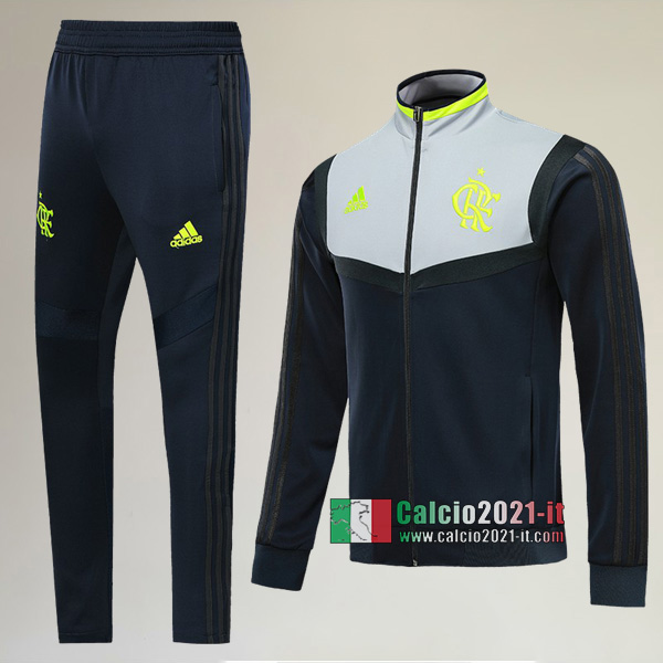 AAA Qualità: Full-Zip Giacca Nuove Del Tuta Da Flamengo + Pantaloni Azzurra Scuro/Grigia 2019/2020