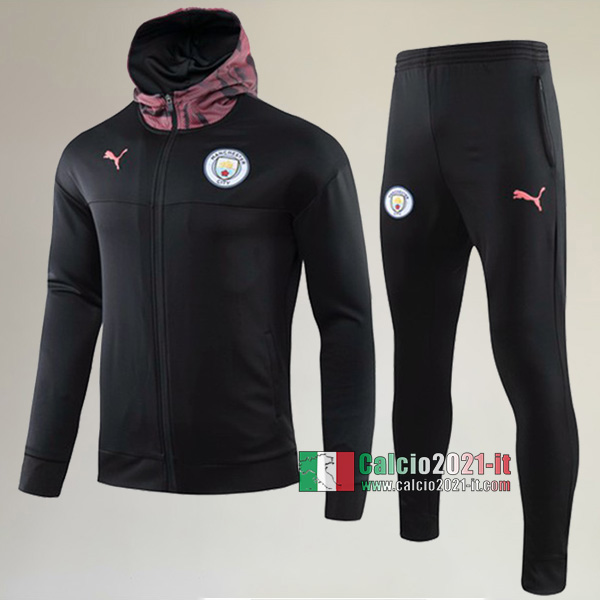 AAA Qualità: Full-Zip Giacca Cappuccio Hoodie Nuove Del Tuta Da Manchester City + Pantaloni Nera 2019 2020