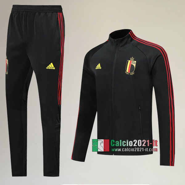 A++ Qualità: Full-Zip Giacca Nuova Del Tuta Del Belgio + Pantaloni Nera 2019/2020