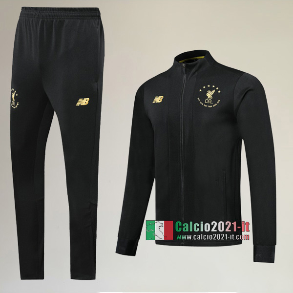 A++ Qualità: Full-Zip Giacca Nuova Del Tuta FC Liverpool Edizione Commemorativa + Pantaloni Nera 2019/2020