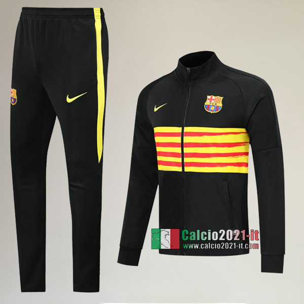 A++ Qualità: Full-Zip Giacca Nuova Del Tuta FC Barcellona + Pantaloni Nera Gialla 2019/2020
