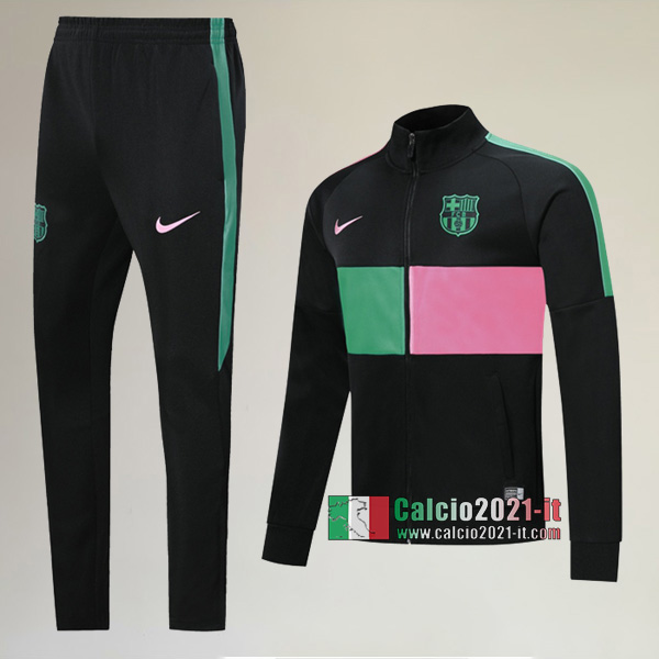A++ Qualità: Full-Zip Giacca Nuova Del Tuta FC Barcellona + Pantaloni Nera Verde Rosa 2019/2020
