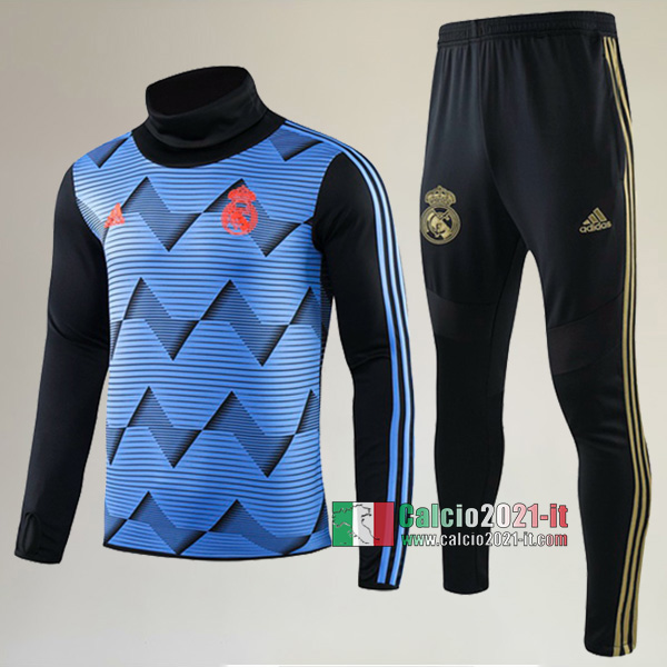 A++ Qualità: Nuova Del Tuta Real Madrid Collare Alto + Pantaloni Azzurra 2019/2020