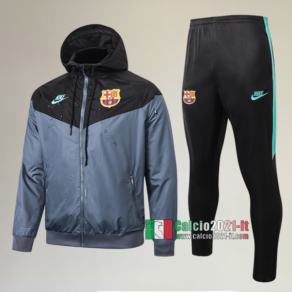 A++ Qualità: Full-Zip Giacca Antivento Nuova Del Tuta Del FC Barcellona + Pantaloni Nera 2020/2021