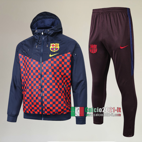 A++ Qualità: Full-Zip Giacca Antivento Nuova Del Tuta FC Barcellona + Pantaloni Azzurra Rossa 2020-2021