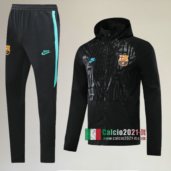 AAA Qualità: Full-Zip Giacca Antivento Nuove Del Tuta Da FC Barcellona + Pantaloni Nera 2020/2021