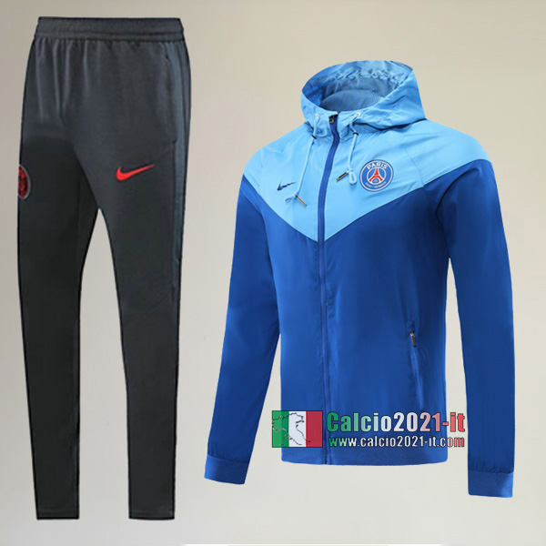Full-Zip Giacca Antivento Nuove Del Tuta PSG Paris Saint Germain + Pantaloni Azzurra Scuro 2020-2021
