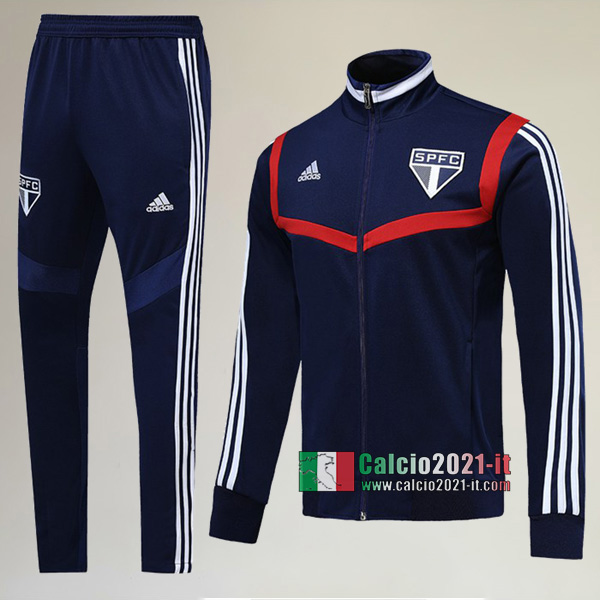 A++ Qualità: Full-Zip Giacca Nuova Del Tuta Del Sao Paulo FC + Pantaloni Azzurra 2019 2020