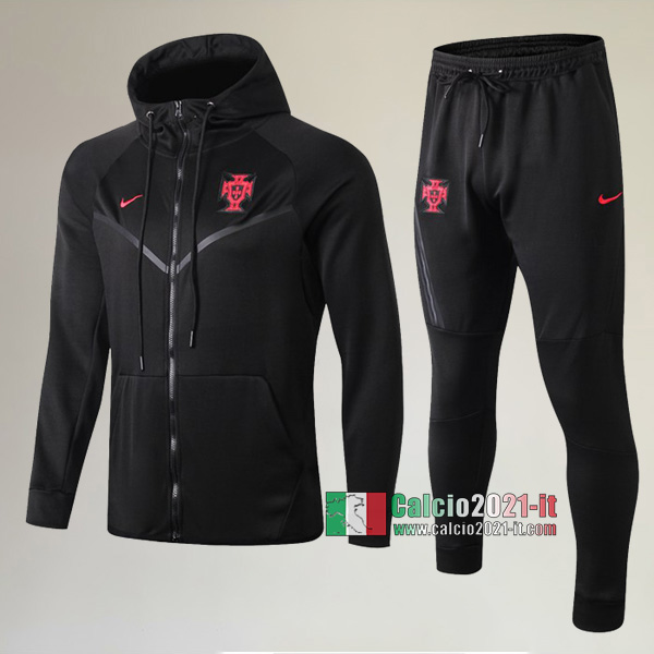 AAA Qualità: Full-Zip Giacca Cappuccio Hoodie Nuove Del Tuta Portogallo + Pantaloni Nera 2019-2020