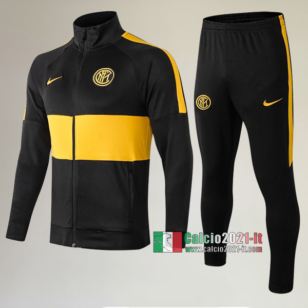 AAA Qualità: Full-Zip Giacca Nuove Del Tuta Da Inter Milan + Pantaloni Nera/Gialla 2019 2020