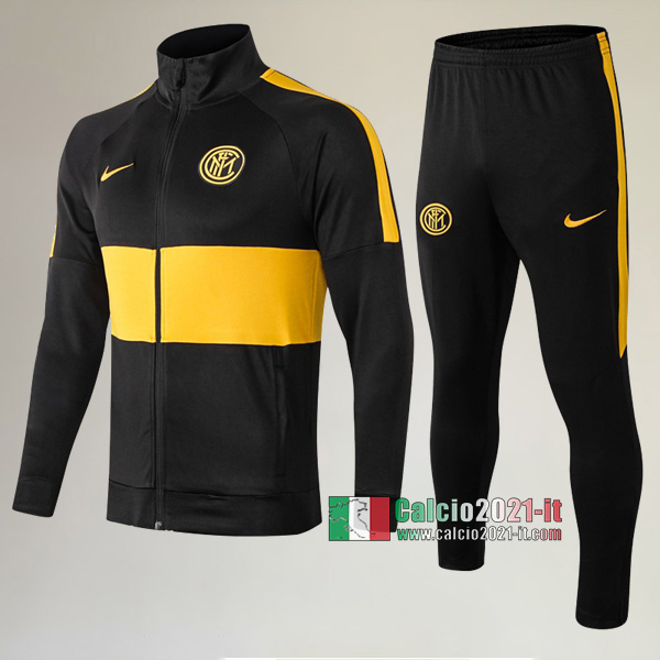 AAA Qualità: Full-Zip Giacca Nuove Del Tuta Da Inter Milan + Pantaloni Nera/Gialla 2019 2020