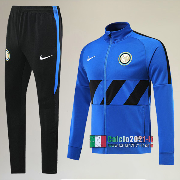 A++ Qualità: Full-Zip Giacca Nuova Del Tuta Del Inter Milan + Pantaloni Azzurra 2019-2020