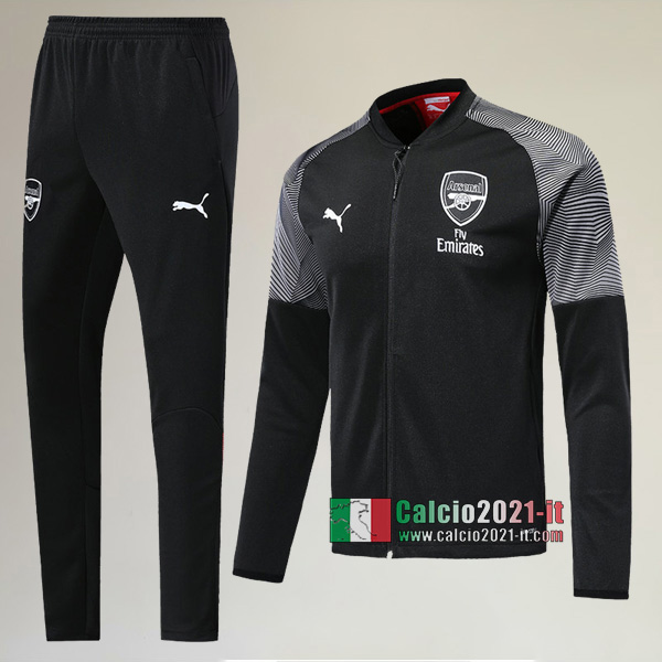 A++ Qualità: Full-Zip Giacca Nuova Del Tuta Arsenal FC + Pantaloni Nera 2019 2020