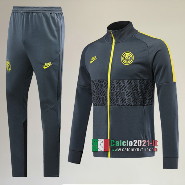 A++ Qualità: Full-Zip Giacca Nuova Del Tuta Del Inter Milan + Pantaloni Grigia 2019/2020