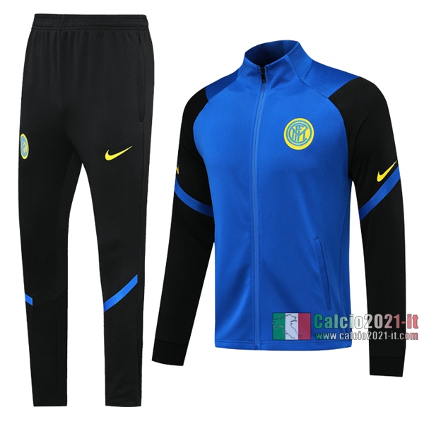 Calcio2021-It: Nuove Classiche Giacca Allenamento Inter Milan Full-Zip Azzurra/Nera 2020 2021