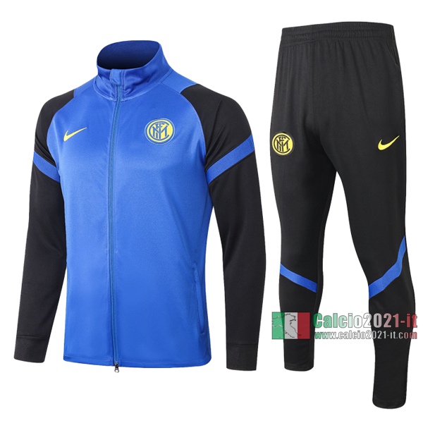 Calcio2021-It: Giacca Allenamento Inter Milan Full-Zip Azzurra/Nera 2020 2021