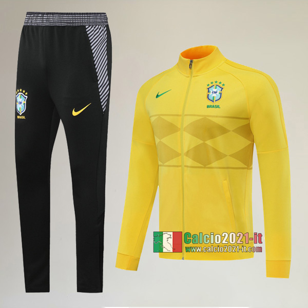 A++ Qualità: Full-Zip Giacca Nuova Del Tuta Del Brasile + Pantaloni Gialla 2020/2021