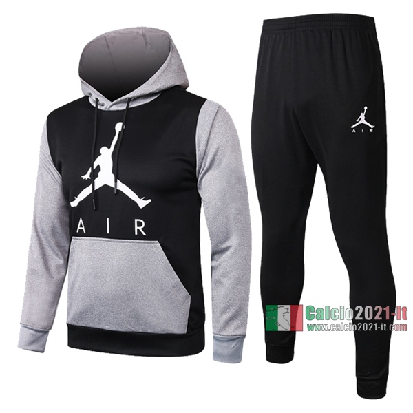 Calcio2021-It: Felpa Tuta Paris Psg Cappuccio Air Jordan Nera Grigio 2020 2021