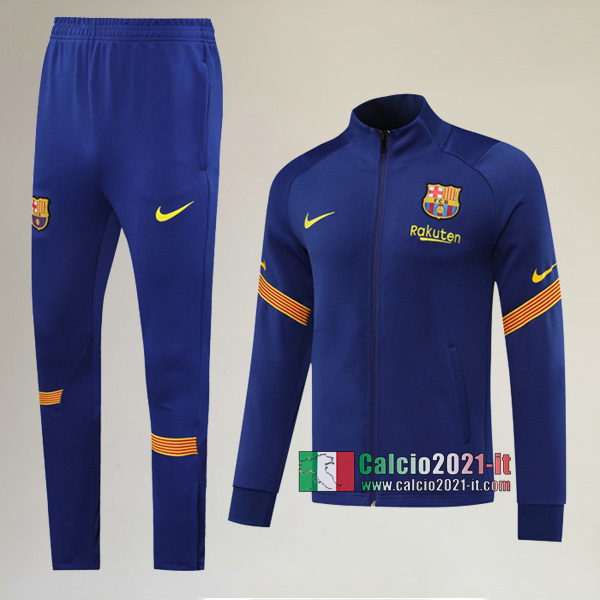 AAA Qualità: Full-Zip Giacca Nuove Del Tuta FC Barcellona + Pantaloni Azzurra 2020-2021