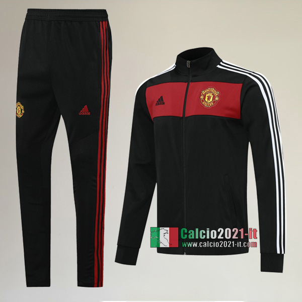 AAA Qualità: Full-Zip Giacca Nuove Del Tuta Da Manchester United + Pantaloni Nera 2020 2021