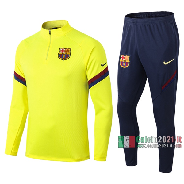 Calcio2021-It: La Nuove Felpa Tuta Fc Barcellona Half-Zip Gialla 2020 2021