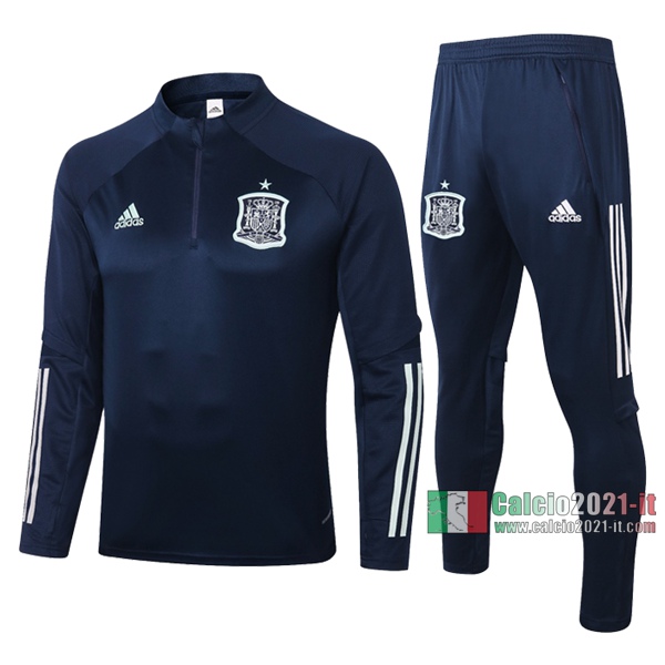 Calcio2021-It: Sito Nuova Felpa Tuta Spagna Half-Zip Azzurra Scuro 2020 2021