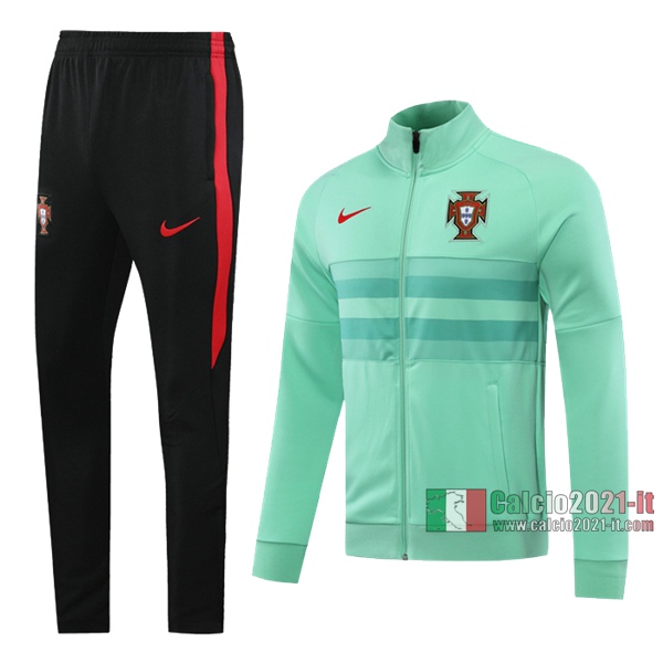 Calcio2021-It: Giacca Allenamento Portogallo Full-Zip Verde 2020 2021