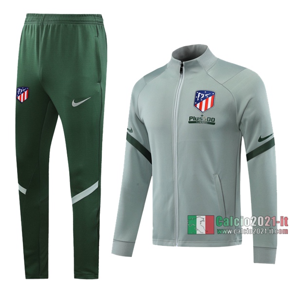 Calcio2021-It: Giacca Allenamento Atletico Madrid Full-Zip Grigio 2020 2021