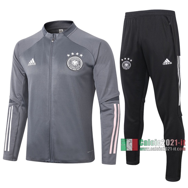 Calcio2021-It: Giacca Allenamento Germania Full-Zip Grigio Scuro 2020 2021