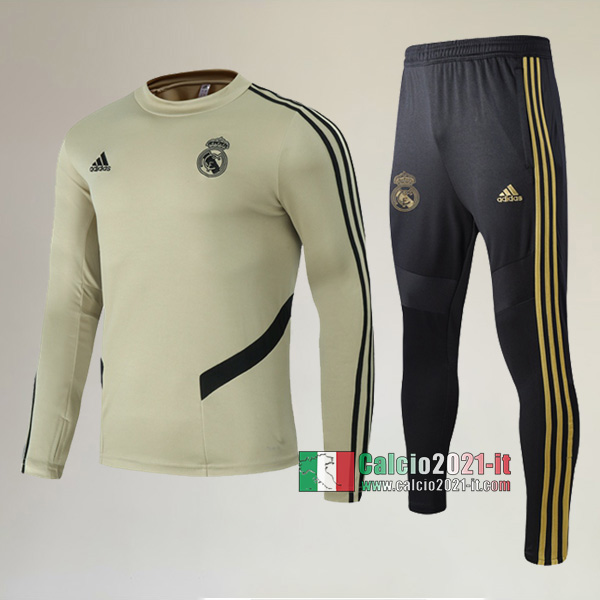 AAA Qualità: Felpa Sportswear Nuove Del Tuta Da Real Madrid Collare Rotondo + Pantaloni Gialla 2020 2021